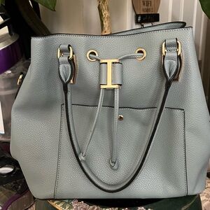 Elegant Gray Leather Tote Bag